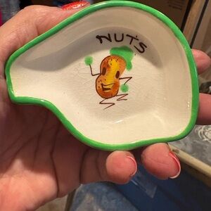 Vintage 60’s Green and White Nut Dish